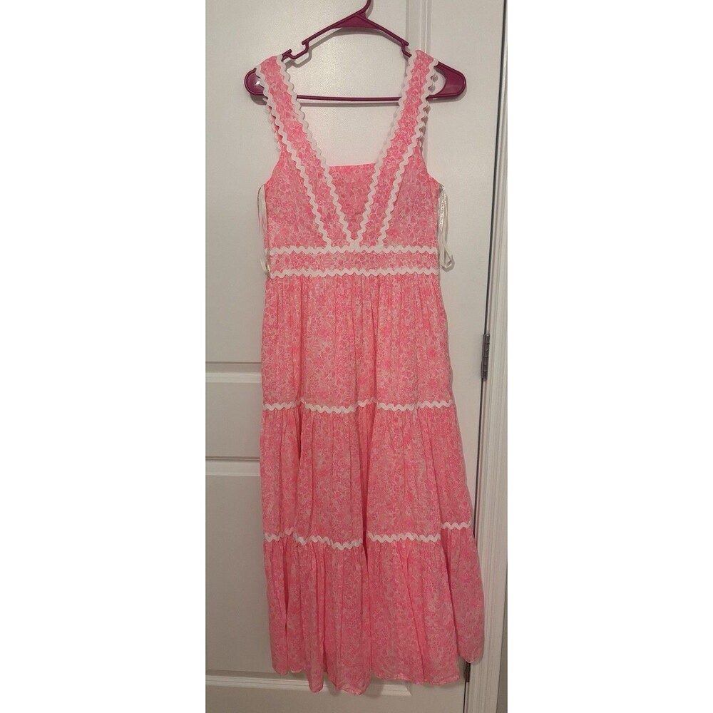 Lilly Pulitzer Pollie Cotton Pink Shandy Invest A Gator Midi Dress - Size 0